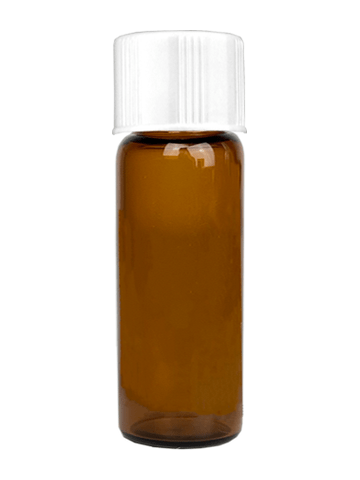 Vial design 2 ml Amber glass vial with short white cap.