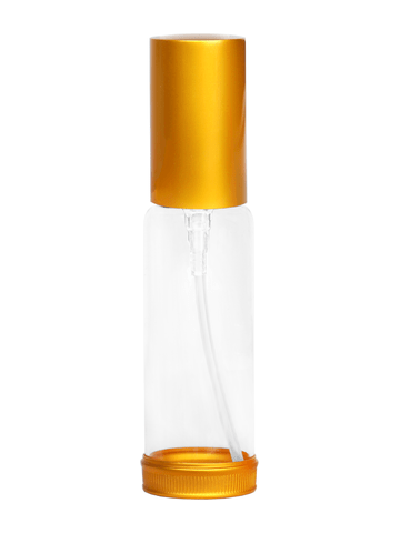 Clear Glass Lotion Bottle with Gold Top and Base. Capacity: 1oz(30ml)