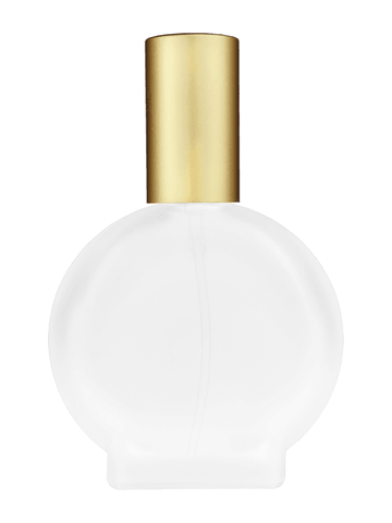 Circle design 50 ml, 1.7oz  frosted glass bottle with  matte gold lotion pump.