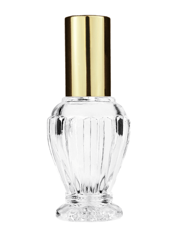 Diva design 30 ml, 1oz  clear glass bottle  with shiny gold lotion pump.