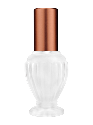 Diva design 30 ml, 1oz frosted glass bottle with matte copper lotion pump.