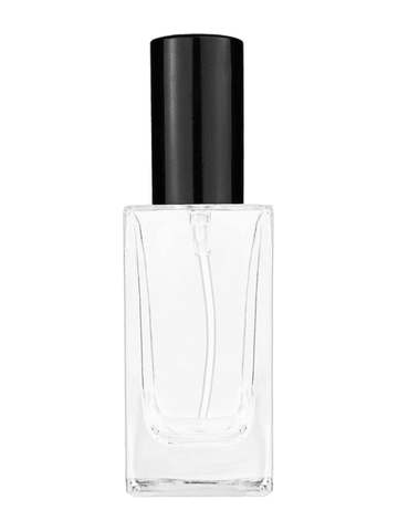 Empire design 50 ml, 1.7oz  clear glass bottle  with shiny black lotion pump.