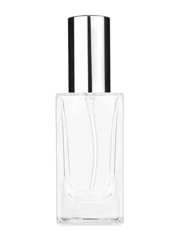 Empire design 50 ml, 1.7oz  clear glass bottle  with shiny silver lotion pump.