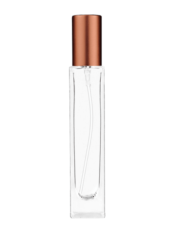 Sleek design 50 ml, 1.7oz  clear glass bottle  with matte copper lotion pump.