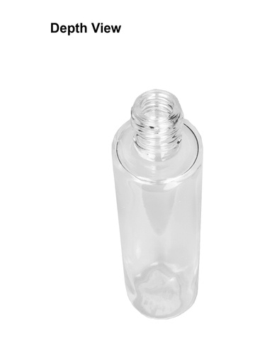Cylinder style 50 ml bottle with metal roller ball plug and white cap.