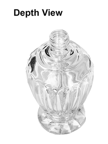 Diva design 46 ml, 1.64oz  clear glass bottle  with reducer and tall black shiny cap.