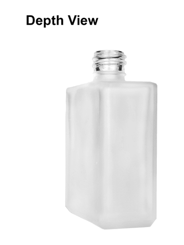 Elegant design 60 ml, 2oz frosted glass bottle with reducer and black faux leather cap.