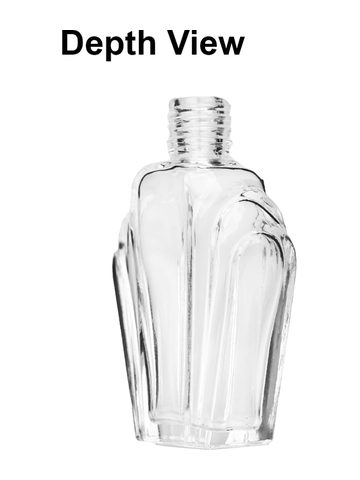 Flair design 15ml, 1/2oz Clear glass bottle with shiny silver cap.