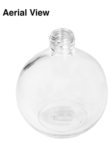 ***OUT OF STOCK***Round design 128 ml, 4.33oz  clear glass bottle  with pink vintage style bulb sprayer with shiny gold collar cap.