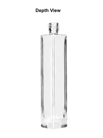 Sleek design 100 ml, 3 1/2oz  clear glass bottle  with reducer and shiny gold cap.