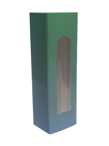 Green shade design folding carton box with window. Size 1\deep x 1.5