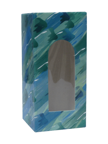 Green Brush design folding carton box with window. Size 1.5\x 1.5