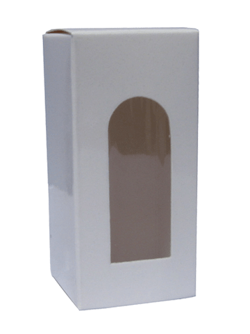 Plain White design folding carton box with window. Size 1.5\deep x 1.5