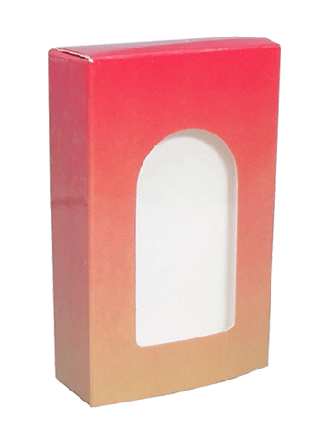 Red Shade design folding carton box with window. Size 0.75