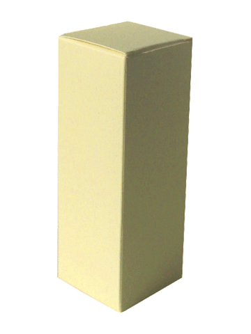 Cream folding 1.6 x 1.6 x 4.6 inches tall box.