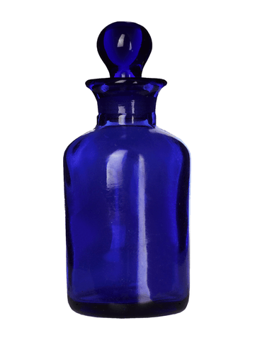 Apothecary style 280ml blue glass bottle with blue glass stopper.