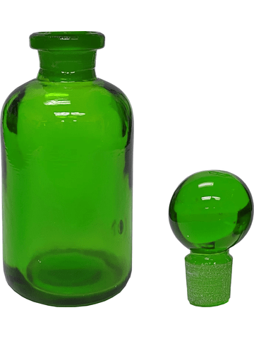 Apothecary style  15 ml green bottle with green glass stopper.