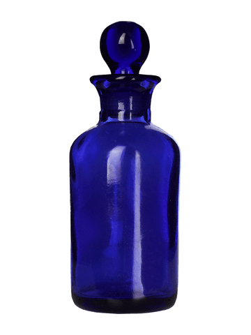 Apothecary style 30ml blue glass bottle with blue glass stopper.