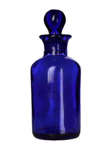 Apothecary style 120ml blue glass bottle with blue glass stopper.