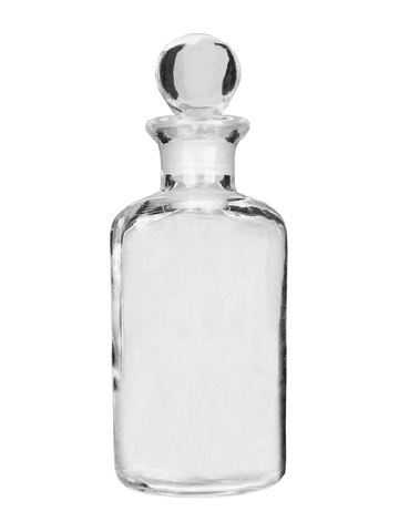 Apothecary style 120ml clear glass bottle with glass stopper.