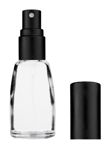 Bell design 10ml, 1/2oz Clear glass bottle with matte black spray.