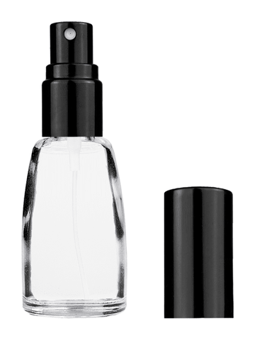 Bell design 10ml, 1/3oz Clear glass bottle with shiny black spray.