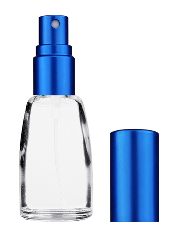 Bell design 10ml, 1/3oz Clear glass bottle with matte blue spray.