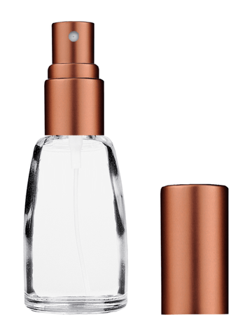 Bell design 10ml, 1/3oz Clear glass bottle with matte copper spray.