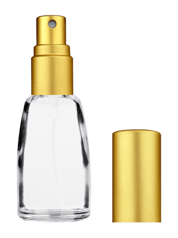 Bell design 10ml, 1/2oz Clear glass bottle with matte gold spray.