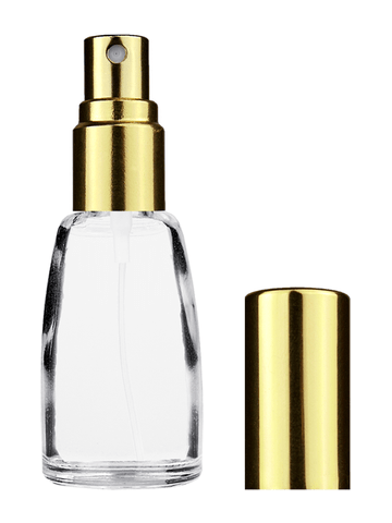 Bell design 10ml, 1/3oz Clear glass bottle with shiny gold spray.