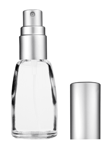 Bell design 10ml, 1/3oz Clear glass bottle with matte silver spray.