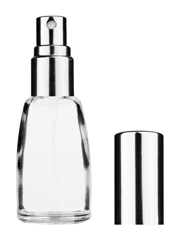 Bell design 10ml, 1/3oz Clear glass bottle with shiny silver spray.