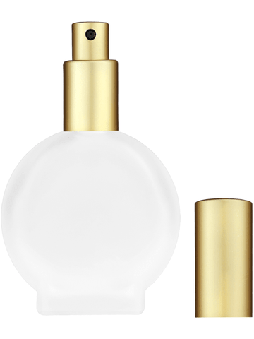 Circle design 30 ml,Frosted glass bottle with sprayer and matte gold cap.