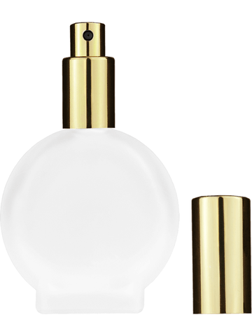 Circle design 30 ml,Frosted glass bottle with sprayer and shiny gold cap.