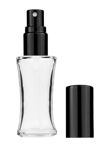 Daisy design 10ml, 1/3oz Clear glass bottle with shiny black spray.