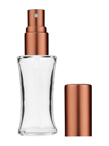 Daisy design 10ml, 1/3oz Clear glass bottle with matte copper spray.