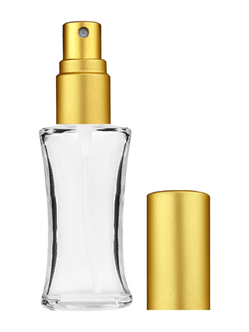Daisy design 10ml, 1/3oz Clear glass bottle with matte gold spray.