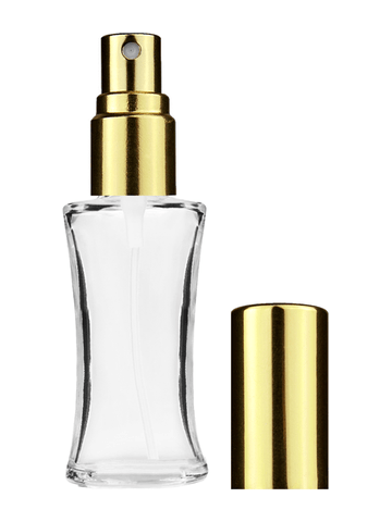 Daisy design 10ml, 1/3oz Clear glass bottle with shiny gold spray.