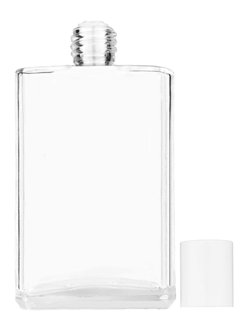 Elegant design 100 ml, 3 1/2oz  clear glass bottle  with reducer and white cap.