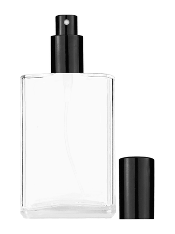 Elegant design 100 ml, 3 1/2oz  clear glass bottle  with shiny black spray pump.