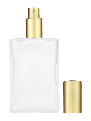 Elegant design 100 ml, 3 1/2oz frosted glass bottle with matte gold spray pump.
