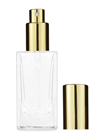 Empire design 50 ml, 1.7oz  clear glass bottle  with shiny gold spray pump.