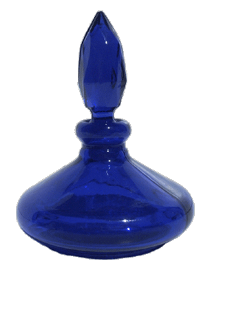 Cobalt Blue bottle with ground glass neck and stopper. Capacity: Approx 1 1/4oz