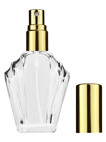 Flair design 15ml, 1/2oz Clear glass bottle with shiny gold spray.