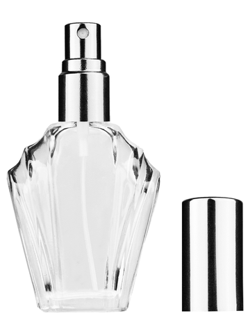 Flair design 15ml, 1/2oz Clear glass bottle with shiny silver spray.
