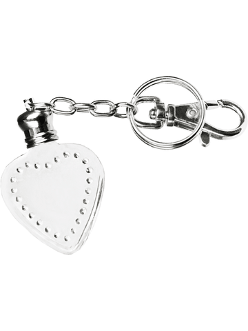 Heart design 4 ml, Clear glass bottle with silver key chain.