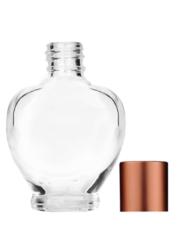 Empty Clear glass bottle with short matte copper cap capacity: 10ml, 1/3oz. For use with perfume or fragrance oil, essential oils, aromatic oils and aromatherapy.