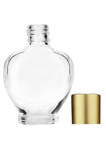 Empty Clear glass bottle with short matte gold cap capacity: 10ml, 1/3oz. For use with perfume or fragrance oil, essential oils, aromatic oils and aromatherapy.