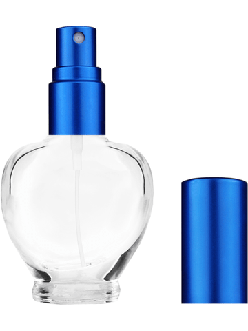 Queen design 10ml, 1/3oz Clear glass bottle with matte blue spray.