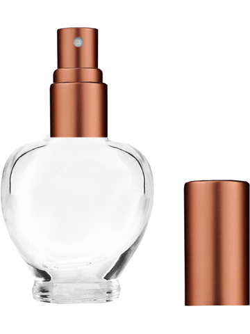 Queen design 10ml, 1/3oz Clear glass bottle with matte copper spray.